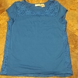 Allison Brittney Blue Lace Accent Top